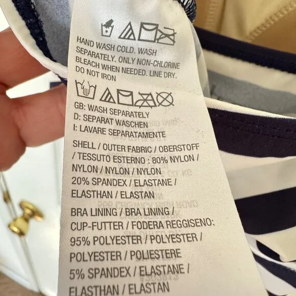 Denim & Co. Beach Handkerchief Hem Tankini Skirt Set Navy Stripe Size US 20 - Picture 8 of 9